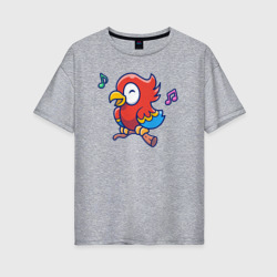 Женская футболка хлопок Oversize Музыкальный попугайчик