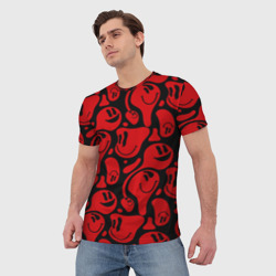 Мужская футболка 3D Красные смайлы - фото 2