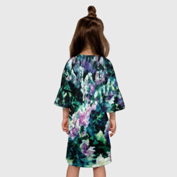 Платье с принтом Картина Сирень - художник Врубель для ребенка, вид на модели сзади №2. Цвет основы: белый