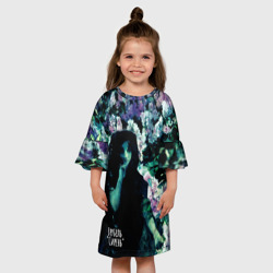 Платье с принтом Картина Сирень - художник Врубель для ребенка, вид на модели спереди №3. Цвет основы: белый