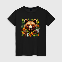 Русский бурый медведь в лесу – Женская футболка хлопок с принтом купить со скидкой в -20%