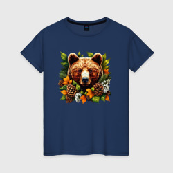 Русский бурый медведь в лесу – Женская футболка хлопок с принтом купить со скидкой в -20%