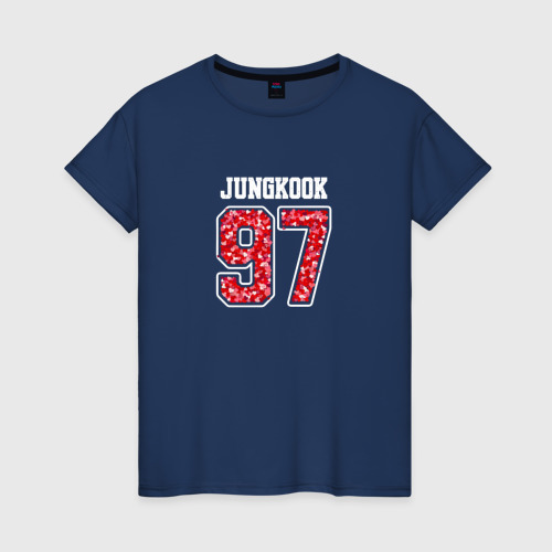 Женская футболка из хлопка с принтом Jungkook legendary, вид спереди №1