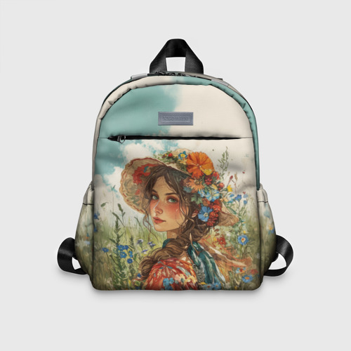 Детский рюкзак 3D Девушка на цветочном лугу 