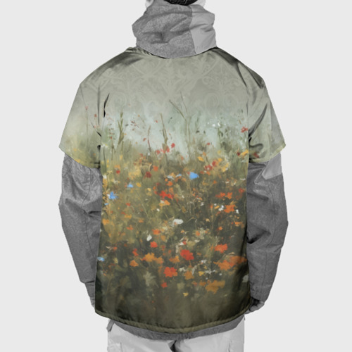Накидка на куртку 3D Девушка а цветочной поляне , цвет 3D печать - фото 2