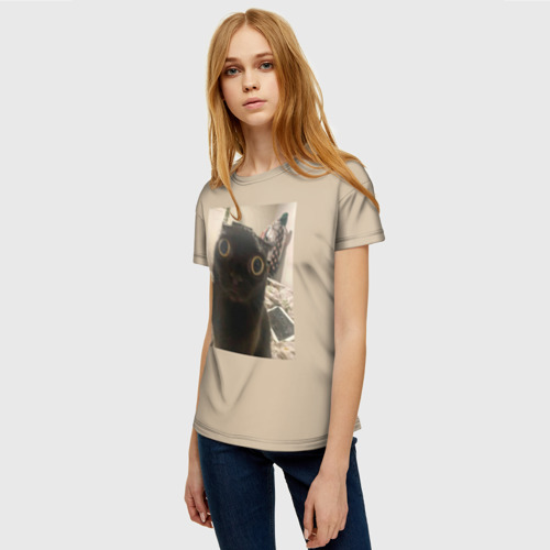 Женская футболка 3D с принтом Котик из мема, фото на моделе #1