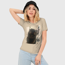 Женская футболка 3D Slim Котик из мема - фото 2