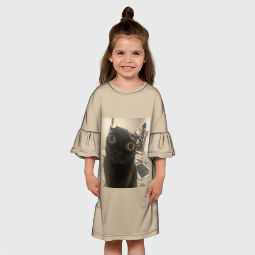 Детское платье 3D с принтом Котик из мема, вид сбоку #3
