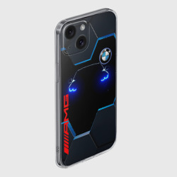 Чехол для iPhone 15 силиконовый с защитой камеры Тень BMW - фото 2