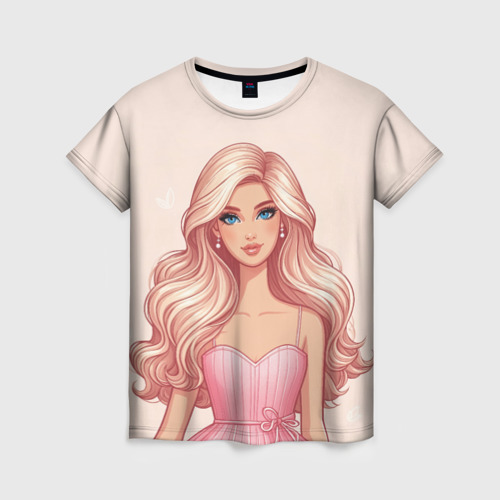 Женская футболка 3D Барби в розовом платье, цвет 3D печать