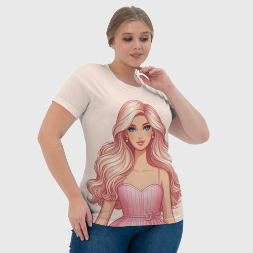 Женская футболка 3D Барби в розовом платье, цвет 3D печать - фото 6