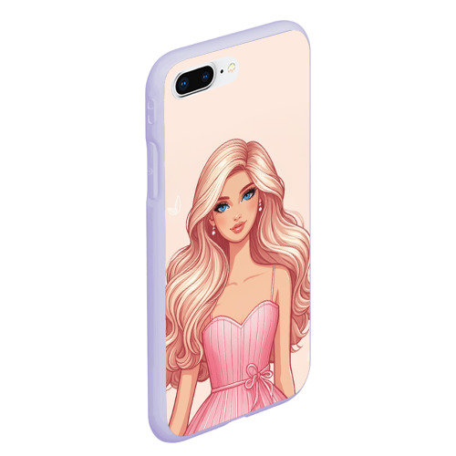 Чехол для iPhone 7Plus/8 Plus матовый с принтом Барби в розовом платье, вид сбоку #3