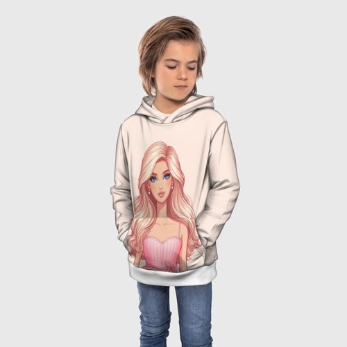 Детская толстовка 3D с принтом Барби в розовом платье, фото на моделе #1