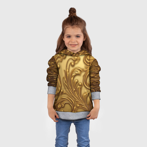 Детская толстовка 3D Золотые  узоры лепнина, цвет меланж - фото 4