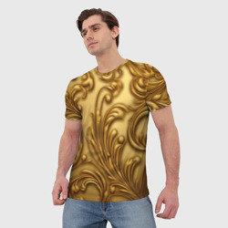 Мужская футболка 3D Золотые  узоры лепнина - фото 2