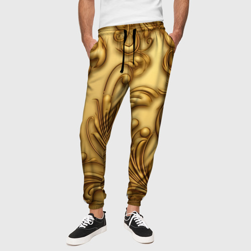 Мужские брюки 3D Золотые  узоры лепнина, цвет 3D печать - фото 4