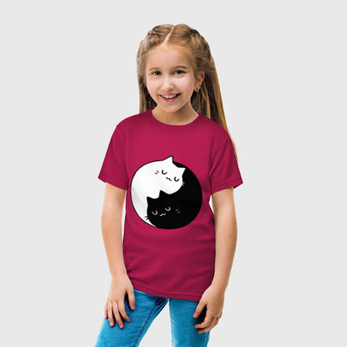 Детская футболка хлопок с принтом Кошачий ин янь, вид сбоку #3