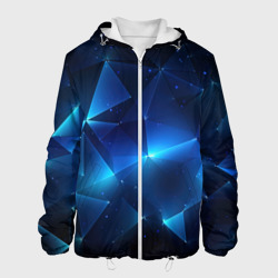 Синие осколки - рельефные полигональные теругольники – Мужская куртка 3D с принтом купить со скидкой в -10%