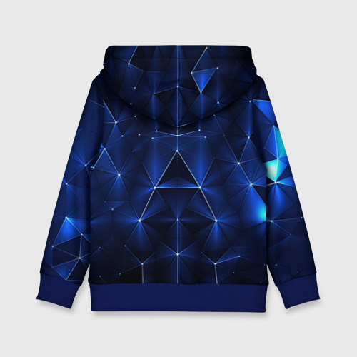 Детская толстовка 3D Синие-неоновые полигональные треугольники - калейдоскопная текстура, цвет синий - фото 2