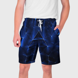 Мужские шорты 3D Синие-неоновые полигональные треугольники - калейдоскопная текстура