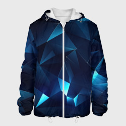 Синие осколки из мелких  абстрактных  частиц в стиле  калейдоскопа – Мужская куртка 3D с принтом купить со скидкой в -10%