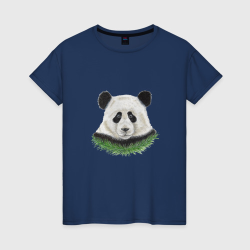 Женская футболка хлопок с принтом Медведь панда, вид спереди #2