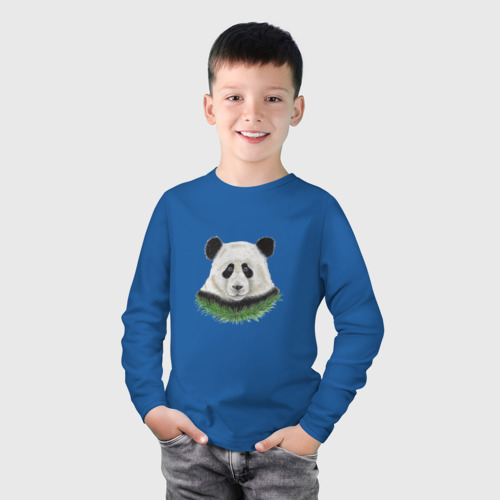 Детский лонгслив хлопок с принтом Медведь панда, фото на моделе #1