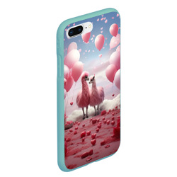 Чехол для iPhone 7Plus/8 Plus матовый Розовые влюбленные ламы - фото 2