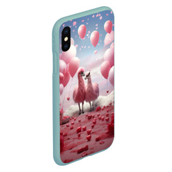 Чехол для iPhone XS Max матовый Розовые влюбленные ламы - фото 2