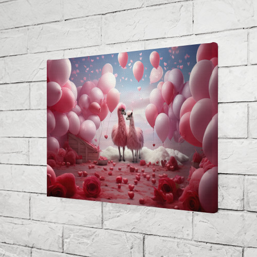 Холст прямоугольный Розовые влюбленные ламы, цвет 3D печать - фото 3