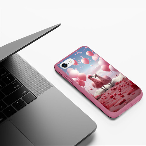 Чехол для iPhone 7/8 матовый с принтом Розовые влюбленные ламы, фото #5