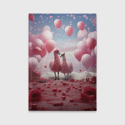 Обложка для автодокументов Розовые влюбленные ламы