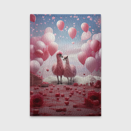 Обложка для автодокументов Розовые влюбленные ламы, цвет зеленый