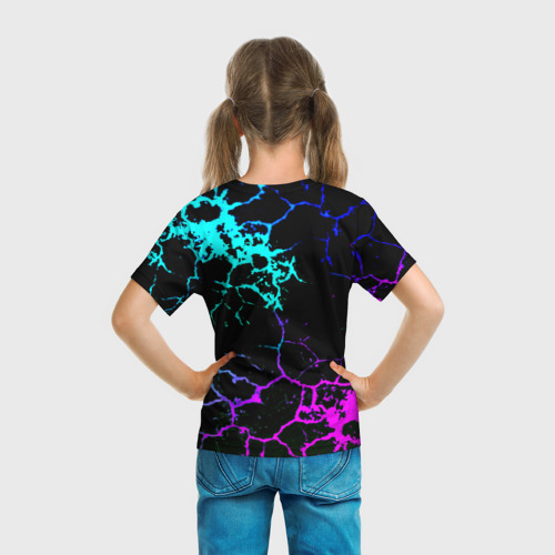 Детская футболка 3D с принтом Sonic sega game неоновая текстура, вид сзади #2