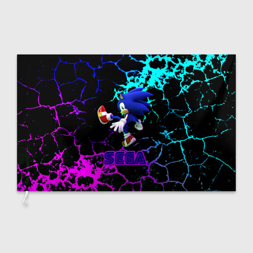 Флаг 3D Sonic sega game неоновая текстура - фото 3