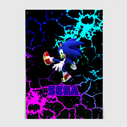 Постер Sonic sega game неоновая текстура