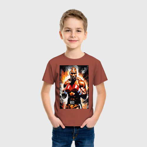Детская футболка хлопок с принтом Боксер Майк Тайсон, фото на моделе #1