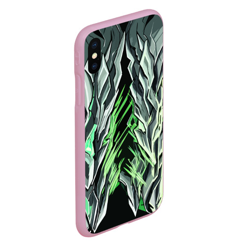 Чехол для iPhone XS Max матовый с принтом Камень и зелёные полосы, вид сбоку #3