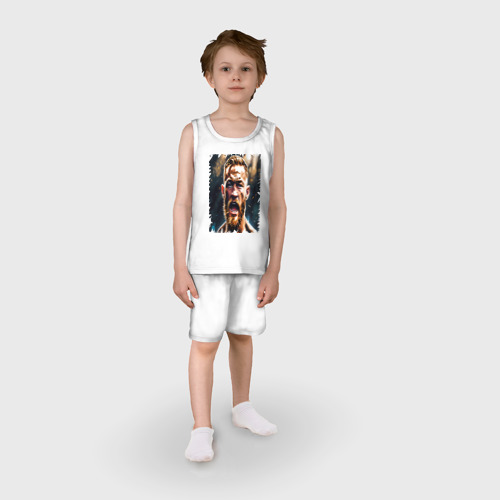 Детская пижама с шортами хлопок Боец Конор Макгрегор лицо кричит, цвет белый - фото 3