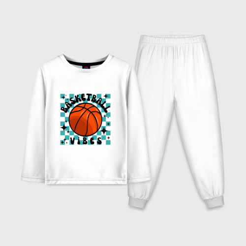Детская пижама с лонгсливом хлопок Basketball vibes, цвет белый