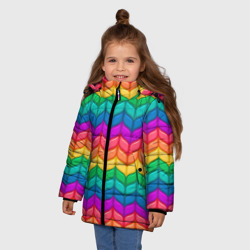 Зимняя куртка для девочек 3D Яркая радужная текстура - фото 2