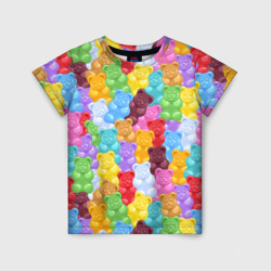 Детская футболка 3D Разноцветные мишки
