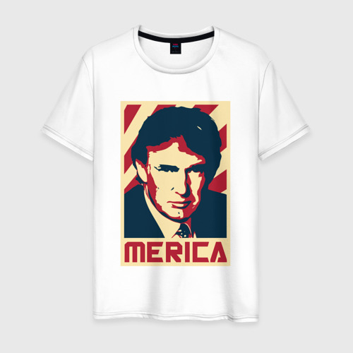 Мужская футболка из хлопка с принтом Trump America, вид спереди №1
