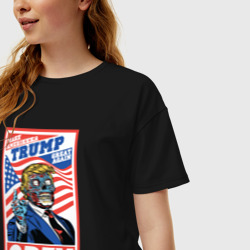 Женская футболка хлопок Oversize Trump obey - фото 2