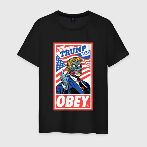 Мужская футболка хлопок Trump obey, цвет черный