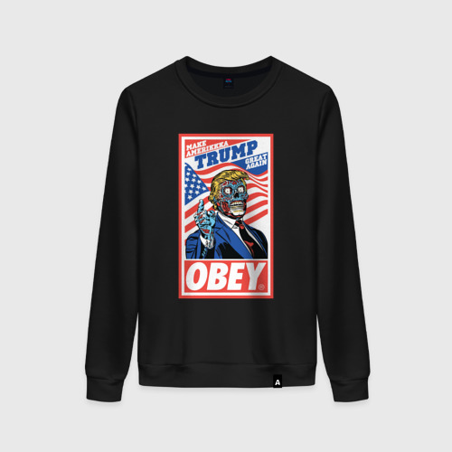 Женский свитшот хлопок Trump obey, цвет черный