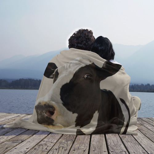 Плед 3D с принтом Настоящая корова, вид сбоку #3