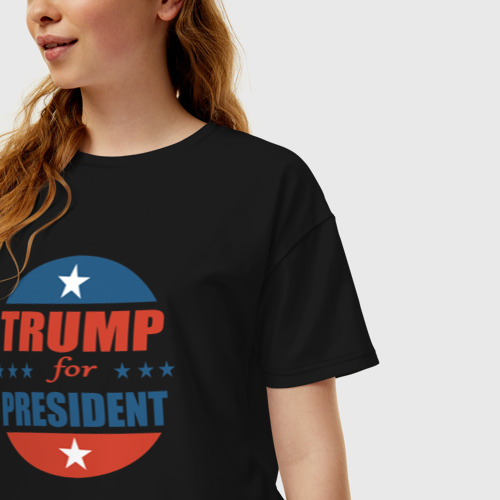 Женская футболка хлопок Oversize Трампа в президенты, цвет черный - фото 3