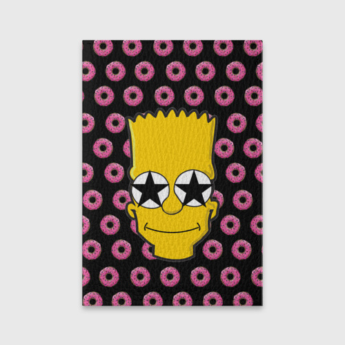 Обложка для паспорта матовая кожа Барт Симпсон на фоне пончиков