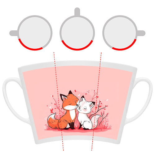 Кружка Латте с принтом Влюбленные милые лисички, фото #6
